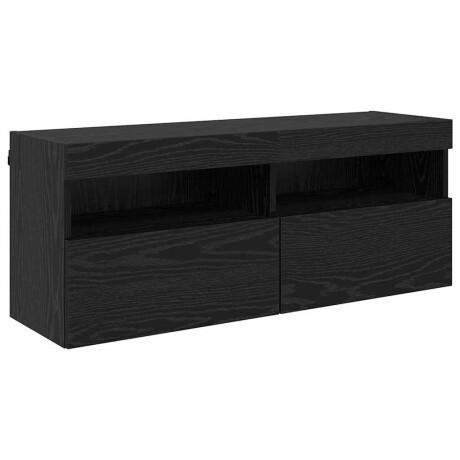 vidaXL TV Wandkast met LED Zwart Eiken 100 x 30 x 40 cm Bewerkt hout afbeelding2 - 1