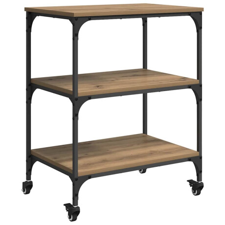 vidaXL Keuken Trolley Artisan Eiken 60 x 41 x 76 cm Bewerkt hout afbeelding2 - 1