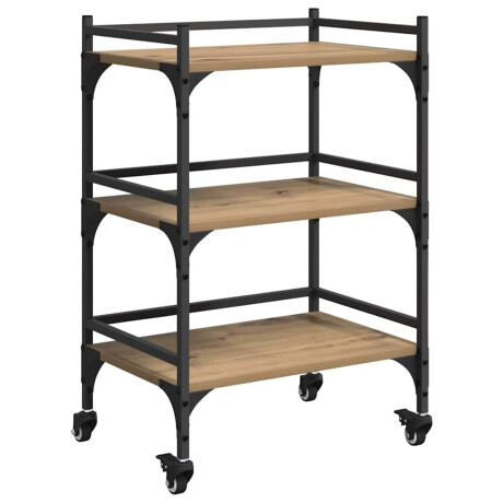 vidaXL Keuken Trolley Artisan Eiken 50 x 35 x 75.5 cm Bewerkt hout afbeelding2 - 1