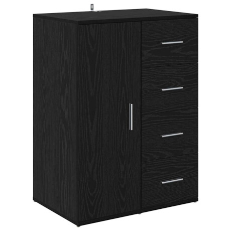 vidaXL Dressoir met lade Zwart Eiken 59 x 39 x 80 cm Bewerkt hout afbeelding2 - 1