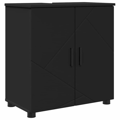 vidaXL Badkamer Kast Zwart 61 x 35 x 64 cm Bewerkt hout & Metaal afbeelding2 - 1