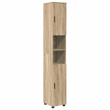 vidaXL Hoge badkamerkast Sonoma eiken 30 x 35 x 192 cm Bewerkt hout afbeelding2 - 1