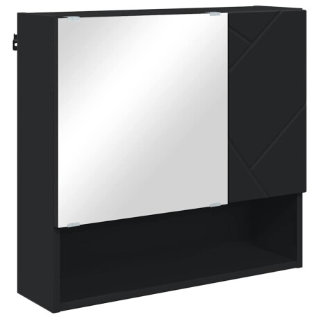 vidaXL Spiegelkast met plank Zwart 59 x 17 x 55 cm Bewerkt hout afbeelding2 - 1