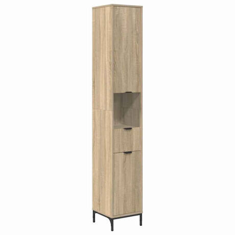 vidaXL Hoge badkamerkast Sonoma eiken 31.5 x 33 x 190 cm Bewerkt hout afbeelding2 - 1