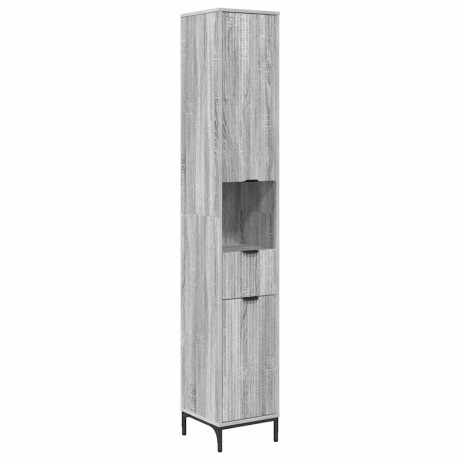 vidaXL Hoge badkamerkast Grijs sonoma 31.5 x 33 x 190 cm Bewerkt hout afbeelding2 - 1