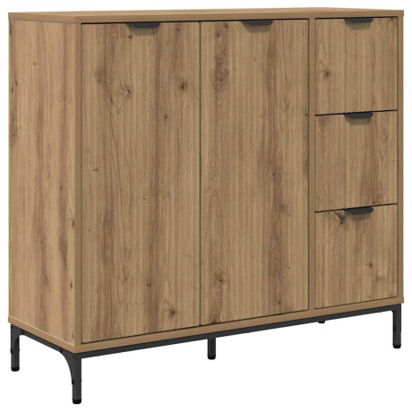 vidaXL Dressoir artisanaal eikenkleurig 89,5 x 33 x 82 cm Bewerkt hout afbeelding2 - 1