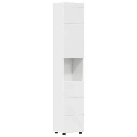 vidaXL Badkamer Kast Hoogglans wit 37 x 31.5 x 203 cm Bewerkt hout afbeelding2 - 1