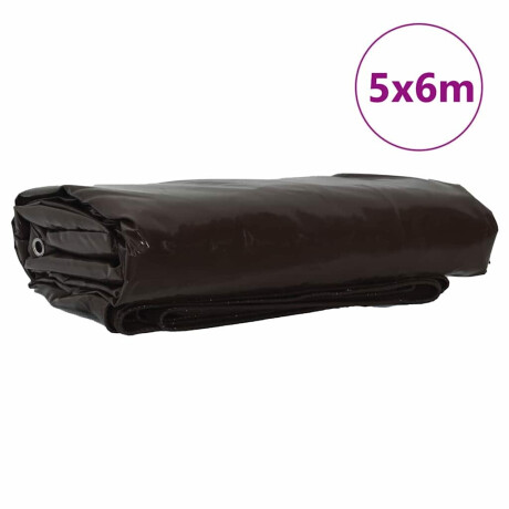 vidaXL Zeil 650g / m² Bruin 5 x 6 m Canvas met PVC-coating afbeelding2 - 1