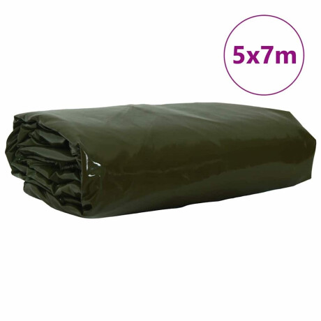 vidaXL Zeil 650g / m² Olijf Groen 5 x 7 m Canvas met PVC-coating afbeelding2 - 1