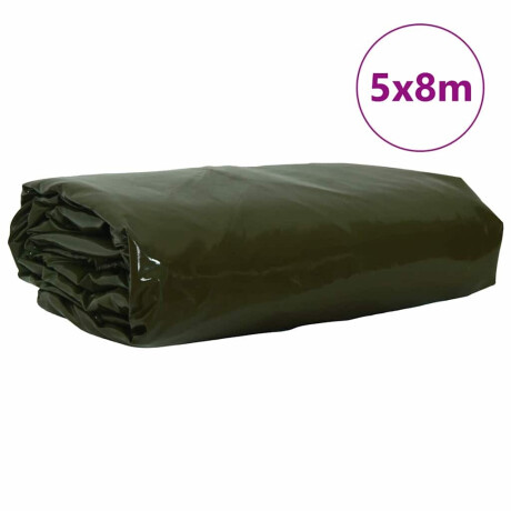 vidaXL Zeil 650g / m² Olijf Groen 5 x 8 m Canvas met PVC-coating afbeelding2 - 1