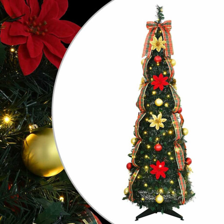 vidaXL Kunstkerstboom met 100 LED met standaard Groen 155 cm PVC afbeelding2 - 1