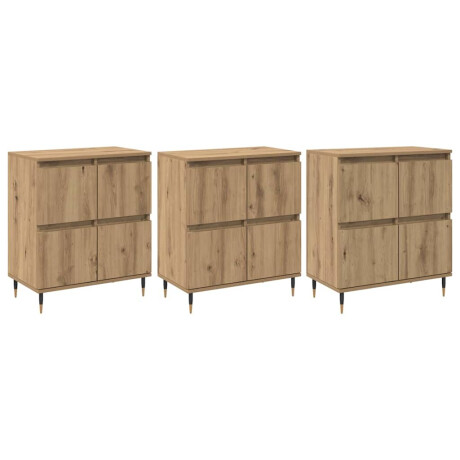 vidaXL Dressoirs 3 pcs artisanaal eikenkleurig 180 x 35 x 70 cm afbeelding2 - 1