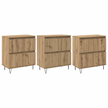 vidaXL Dressoirs 3 pcs artisanaal eikenkleurig 180 x 35 x 70 cm afbeelding2 - 1