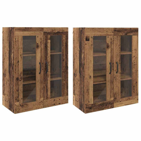 vidaXL Wandgemonteerde Kasten 2 pcs Oud hout 69.5 x 34 x 90 cm afbeelding2 - 1