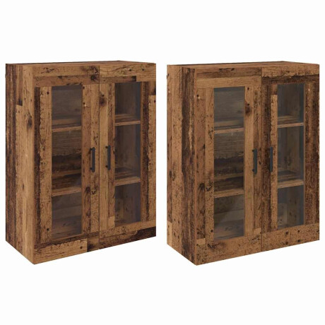 vidaXL Wandgemonteerde Kasten 2 pcs Oud hout 69.5 x 34 x 90 cm afbeelding2 - 1