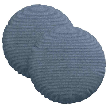 vidaXL Zitkussens 2 pcs Blauw Ø30 x 13 cm Katoen Stof afbeelding2 - 1