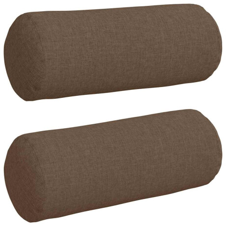 vidaXL Bolster Kussens 2 stuks Bruin Ø 15 x 40 cm Stof afbeelding2 - 1
