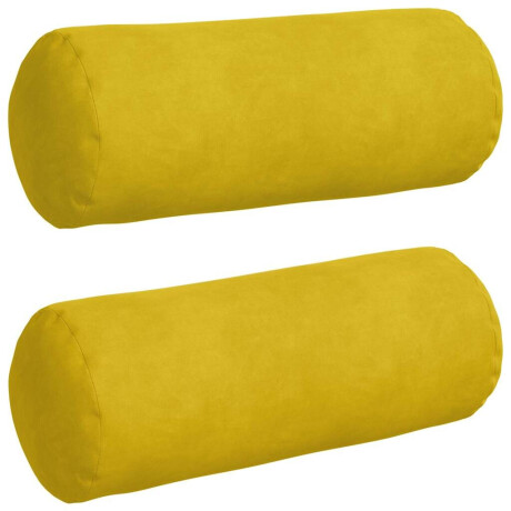 vidaXL Bolster Kussens 2 pcs Geel Ø 15 x 40 cm Katoen Stof afbeelding2 - 1