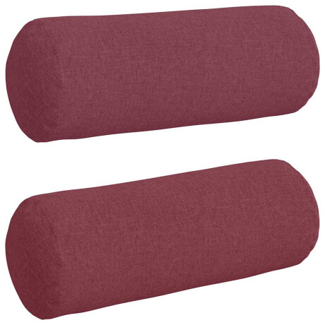 vidaXL Bolster Kussens 2 stuks Wijnrood Ø 25 x 70 cm Stof afbeelding2 - 1