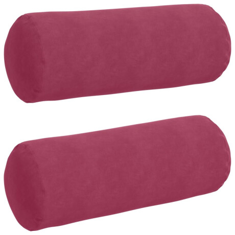 vidaXL Bolster Kussens 2 stuks Wijnrood Ø 25 x 70 cm Cordstof afbeelding2 - 1