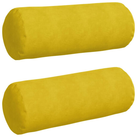 vidaXL Bolster Kussens 2 pcs Geel Ø 25 x 70 cm Katoen Stof afbeelding2 - 1