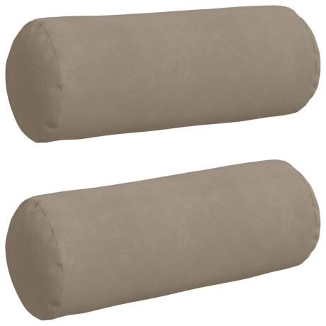vidaXL Bolster Kussens 2 pcs Taupe Ø 25 x 70 cm Microvezel Stof afbeelding2 - 1