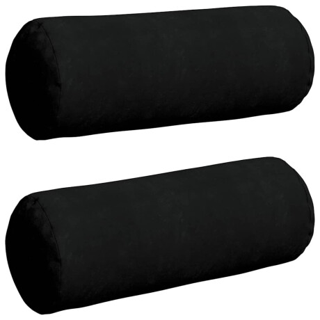 vidaXL Bolster Kussens 2 stuks Zwart Ø 25 x 70 cm Microvezel Stof afbeelding2 - 1