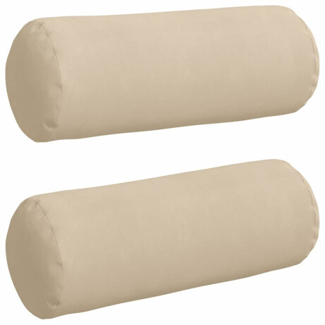 vidaXL Bolster Kussens 2 stuks Crème Ø 25 x 70 cm Microvezel Stof afbeelding2 - 1
