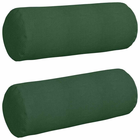 vidaXL Bolster Kussens 2 stuks Donkergroen Ø 25 x 70 cm Cordstof afbeelding2 - 1