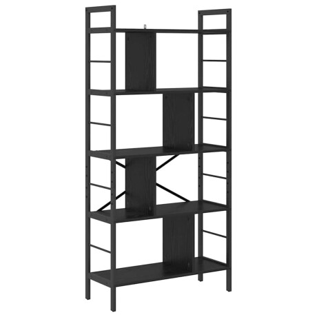 vidaXL Boekenkast Zwart Eiken 75 x 30 x 156 cm Bewerkt hout afbeelding2 - 1