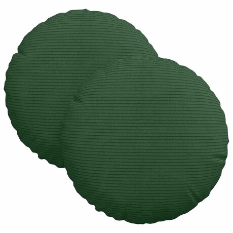 vidaXL Zitkussens 2 pcs Donkergroen Ø30 x 13 cm Katoen Stof afbeelding2 - 1