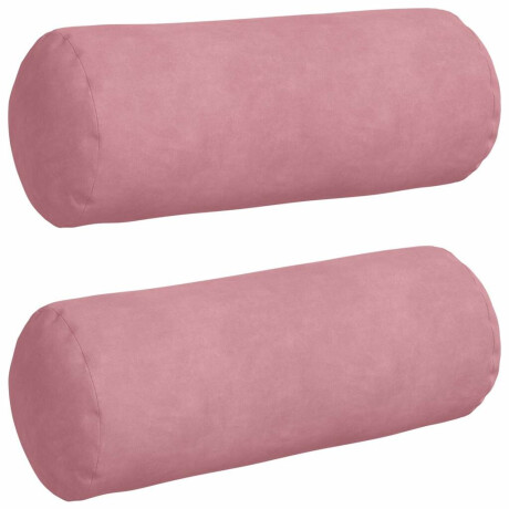 vidaXL Bolster Kussens 2 pcs Roze Ø 15 x 40 cm Katoen Stof afbeelding2 - 1
