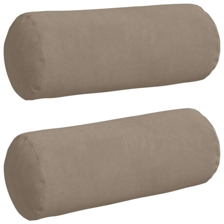 vidaXL Bolster Kussens 2 pcs Taupe Ø 15 x 40 cm Microvezel Stof afbeelding2 - 1
