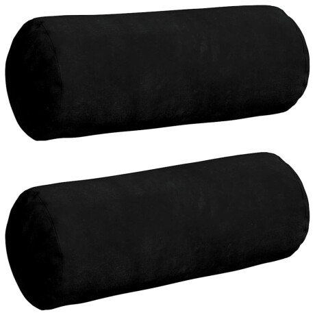 vidaXL Bolster Kussens 2 stuks Zwart Ø 15 x 40 cm Microvezel Stof afbeelding2 - 1