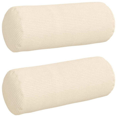 vidaXL Bolster Kussens 2 stuks Crème Ø 15 x 40 cm Cordstof afbeelding2 - 1