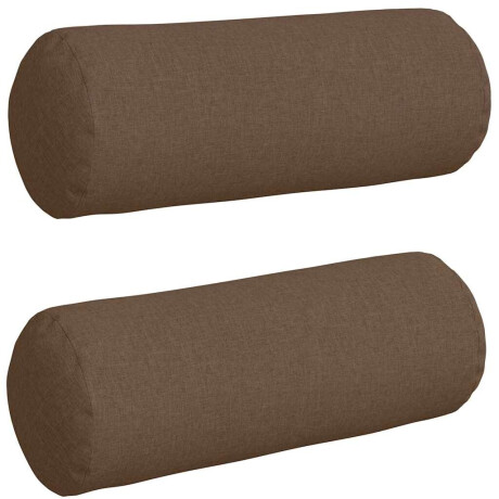 vidaXL Bolster Kussens 2 stuks Bruin Ø 25 x 70 cm Stof afbeelding2 - 1
