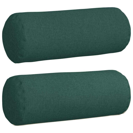 vidaXL Bolster Kussens 2 stuks Donkergroen Ø 25 x 70 cm Stof afbeelding2 - 1
