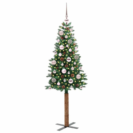 vidaXL Slanke Kerstboom Groen 150 cm PVC en massief dennenhout afbeelding2 - 1