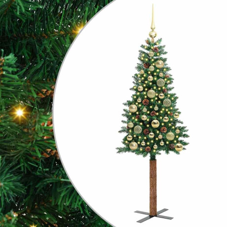 vidaXL Slanke Kerstboom Groen 150 cm PVC en massief dennenhout afbeelding2 - 1