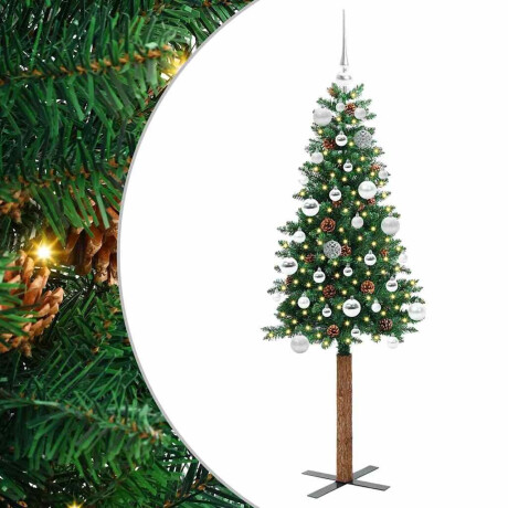 vidaXL Slanke Kerstboom Groen 150 cm PVC en massief dennenhout afbeelding2 - 1