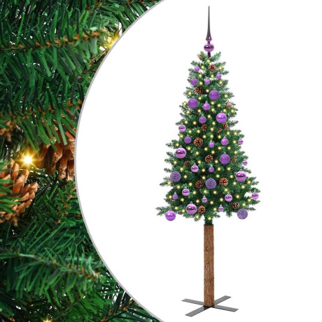 vidaXL Slanke Kerstboom Groen 150 cm PVC en massief dennenhout afbeelding2 - 1