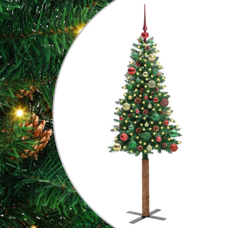 vidaXL Slanke Kerstboom Groen 150 cm PVC en massief dennenhout afbeelding2 - 1