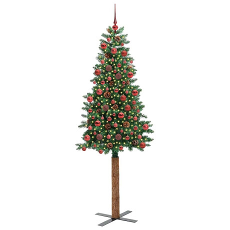 vidaXL Slanke Kerstboom Groen 180 cm PVC en massief dennenhout afbeelding2 - 1