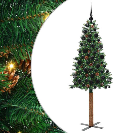 vidaXL Slanke Kerstboom Groen 180 cm PVC en massief dennenhout afbeelding2 - 1