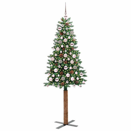 vidaXL Slanke Kerstboom Groen 180 cm PVC en massief dennenhout afbeelding2 - 1