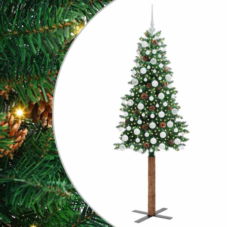 vidaXL Slanke Kerstboom Groen 180 cm PVC en massief dennenhout afbeelding2 - 1