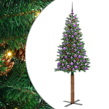 vidaXL Slanke Kerstboom Groen 180 cm PVC en massief dennenhout afbeelding2 - 1