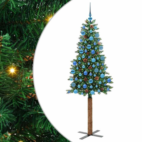 vidaXL Slanke Kerstboom Groen 180 cm PVC en massief dennenhout afbeelding2 - 1