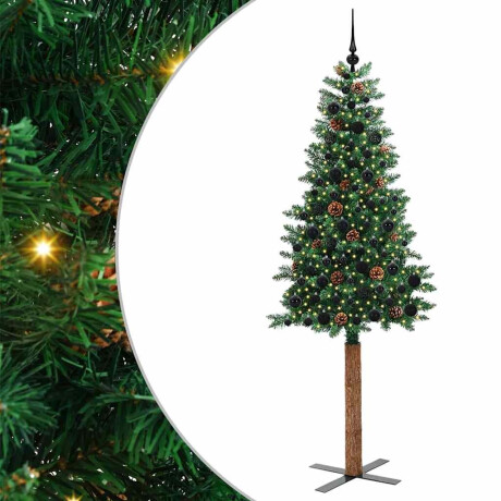 vidaXL Slanke Kerstboom Groen 210 cm PVC en massief dennenhout afbeelding2 - 1