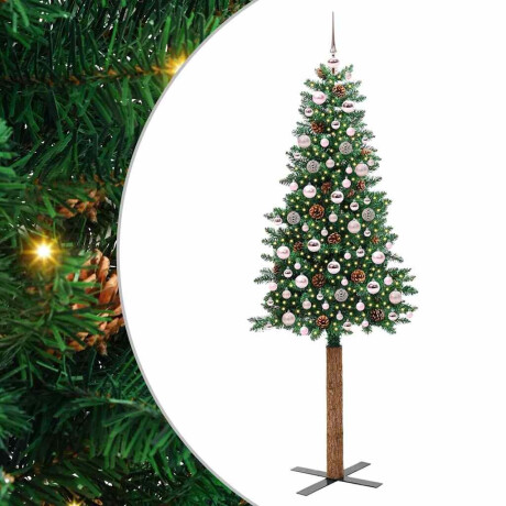vidaXL Slanke Kerstboom Groen 210 cm PVC en massief dennenhout afbeelding2 - 1